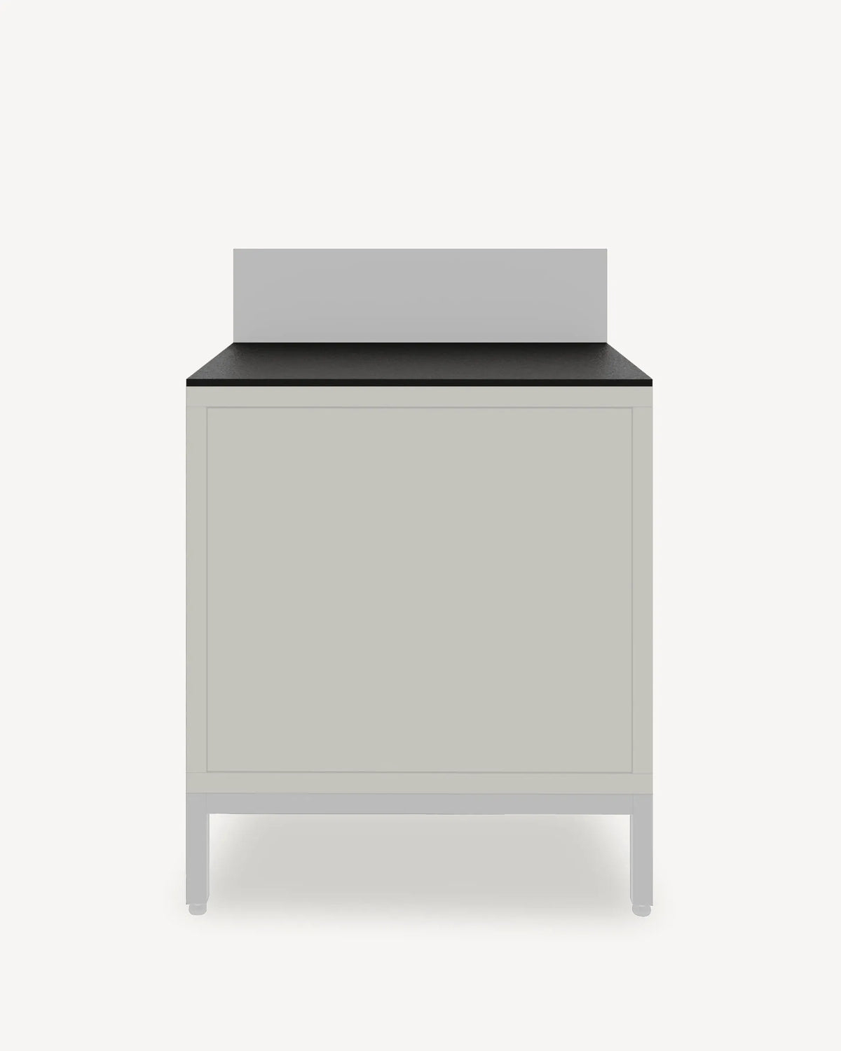 Caixa PILOTIS módulo Classic com tampo preto e frente cinzenta, packshot fundo branco