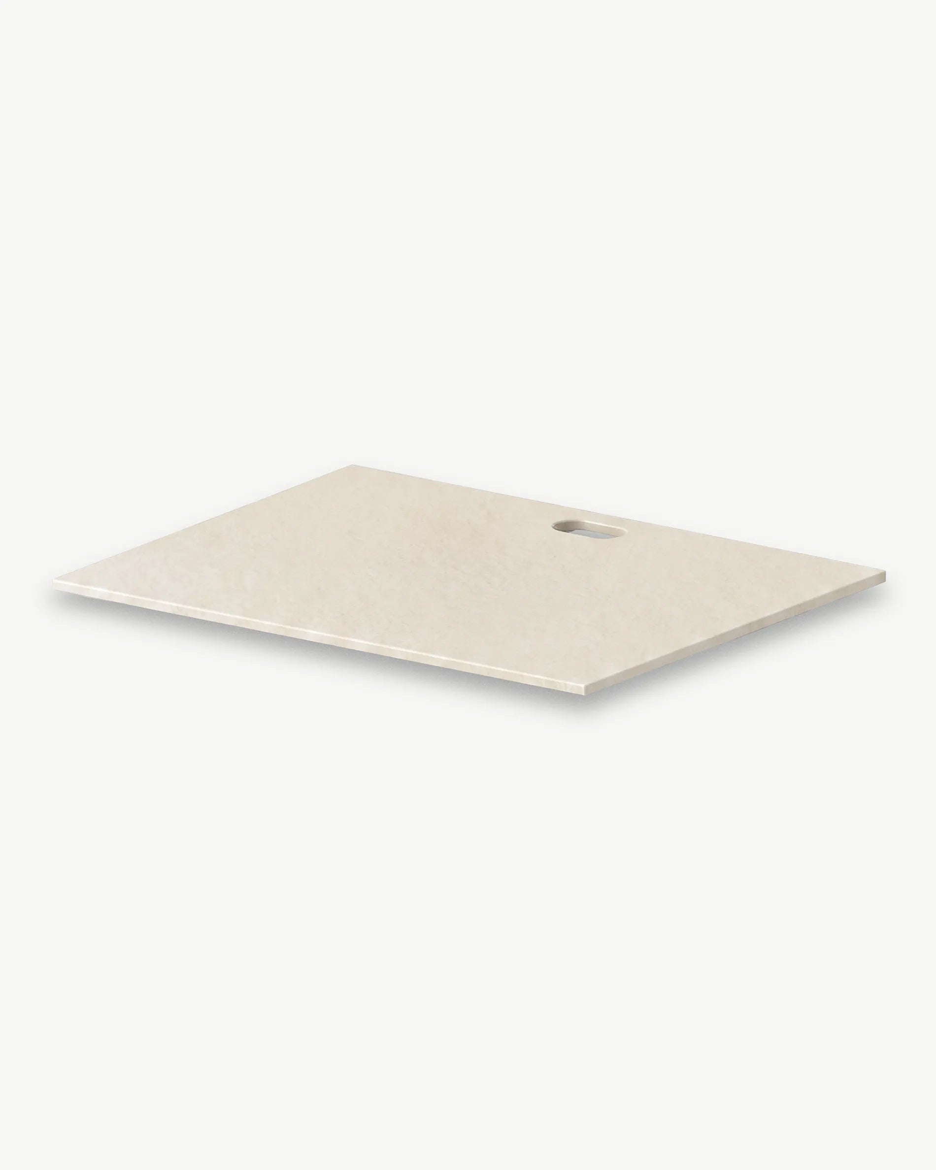 Tabuleiro bege creme módulo Plancha PILOTIS com recorte para plancha, packshot isolado em fundo branco