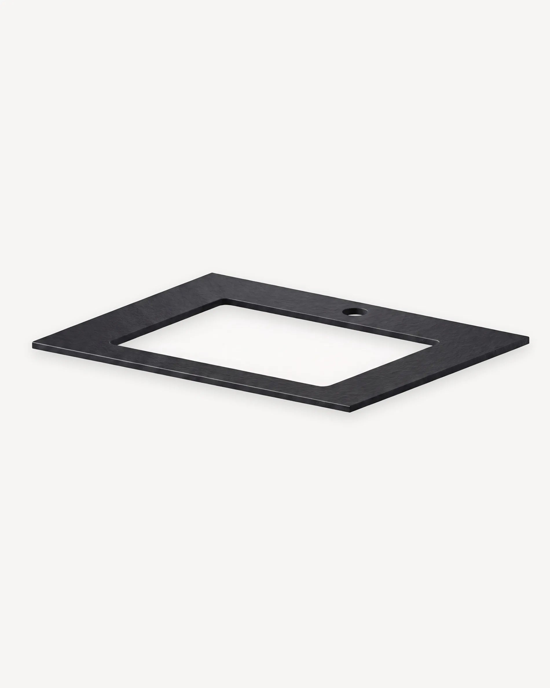 Estrutura do tampo preto para módulo de lava-loiça PILOTIS com recorte para cuba, packshot isolado em fundo branco