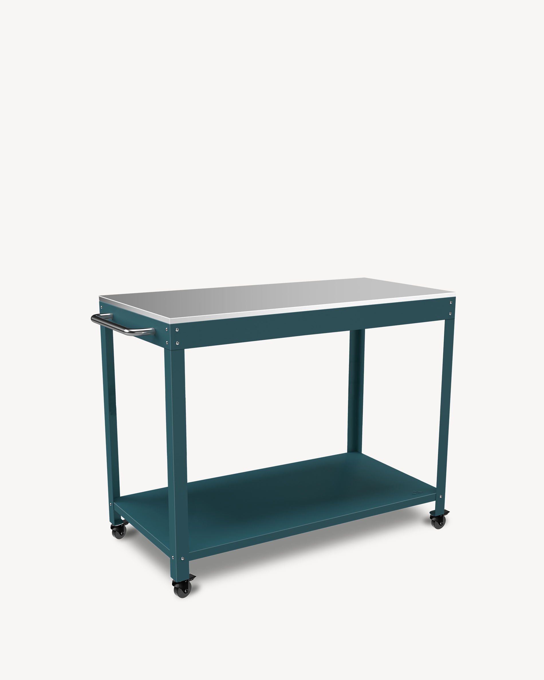 Desserte em metal e inox azul oceano