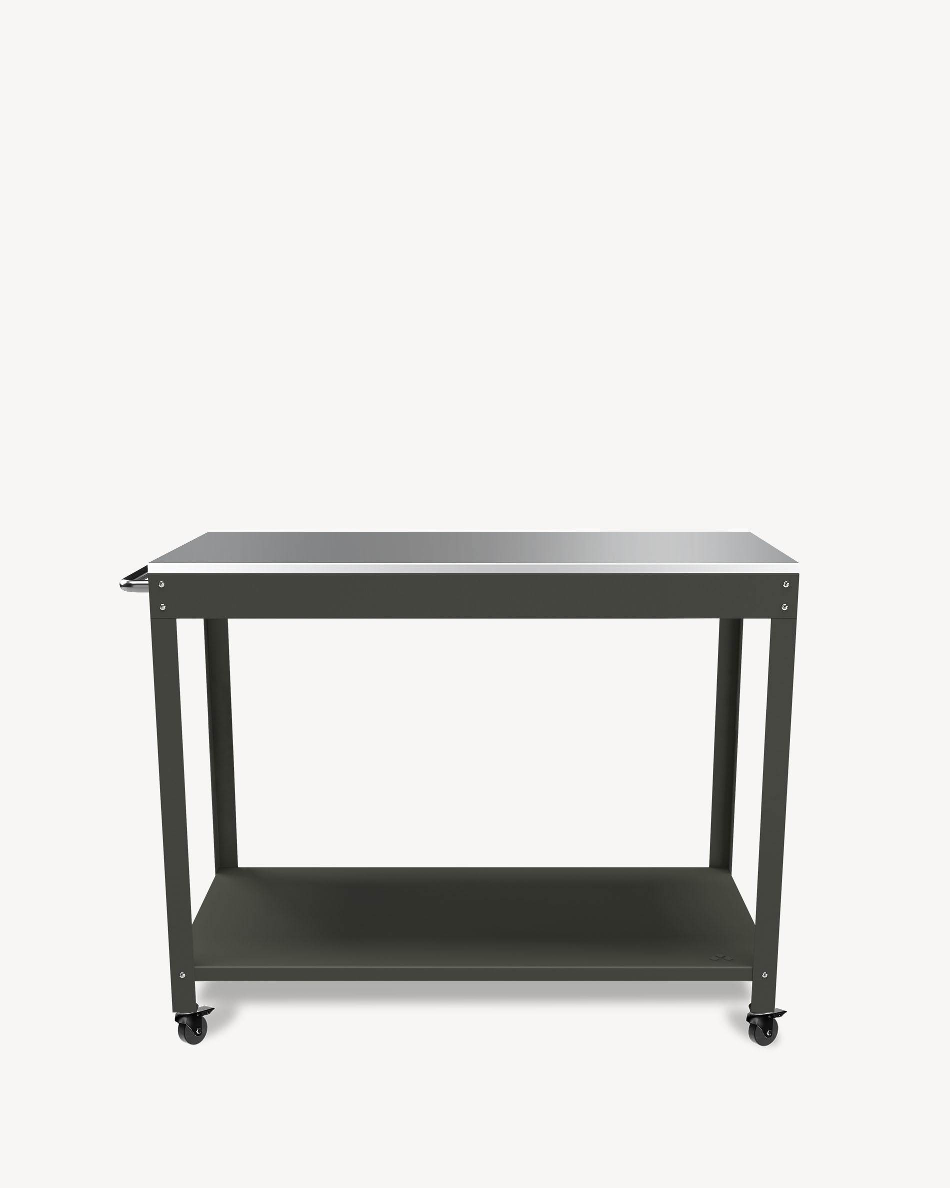 Desserte em metal e inox verde-azeitona