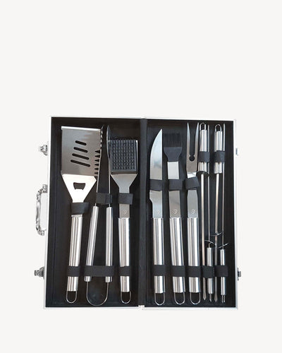 Mala com 10 utensílios em aço inoxidável