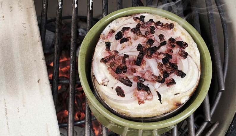 queijo fumado no kamado